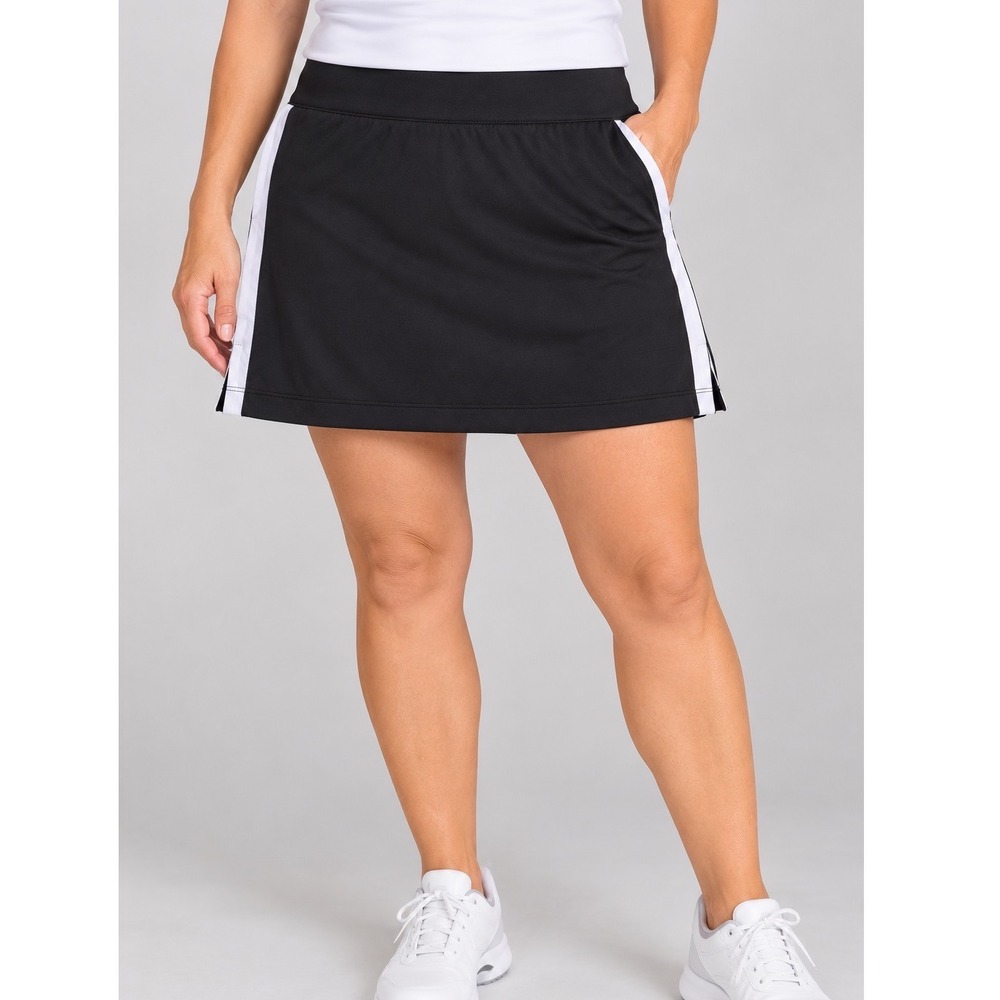 Greg Norman Women's Black Golf Skort White Side Stripe Athletic Skirt Size Small